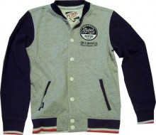 Petrol, Herren-Sweatjacke, Collegestyle, grau-melange/ blau Farbmix, SWC14